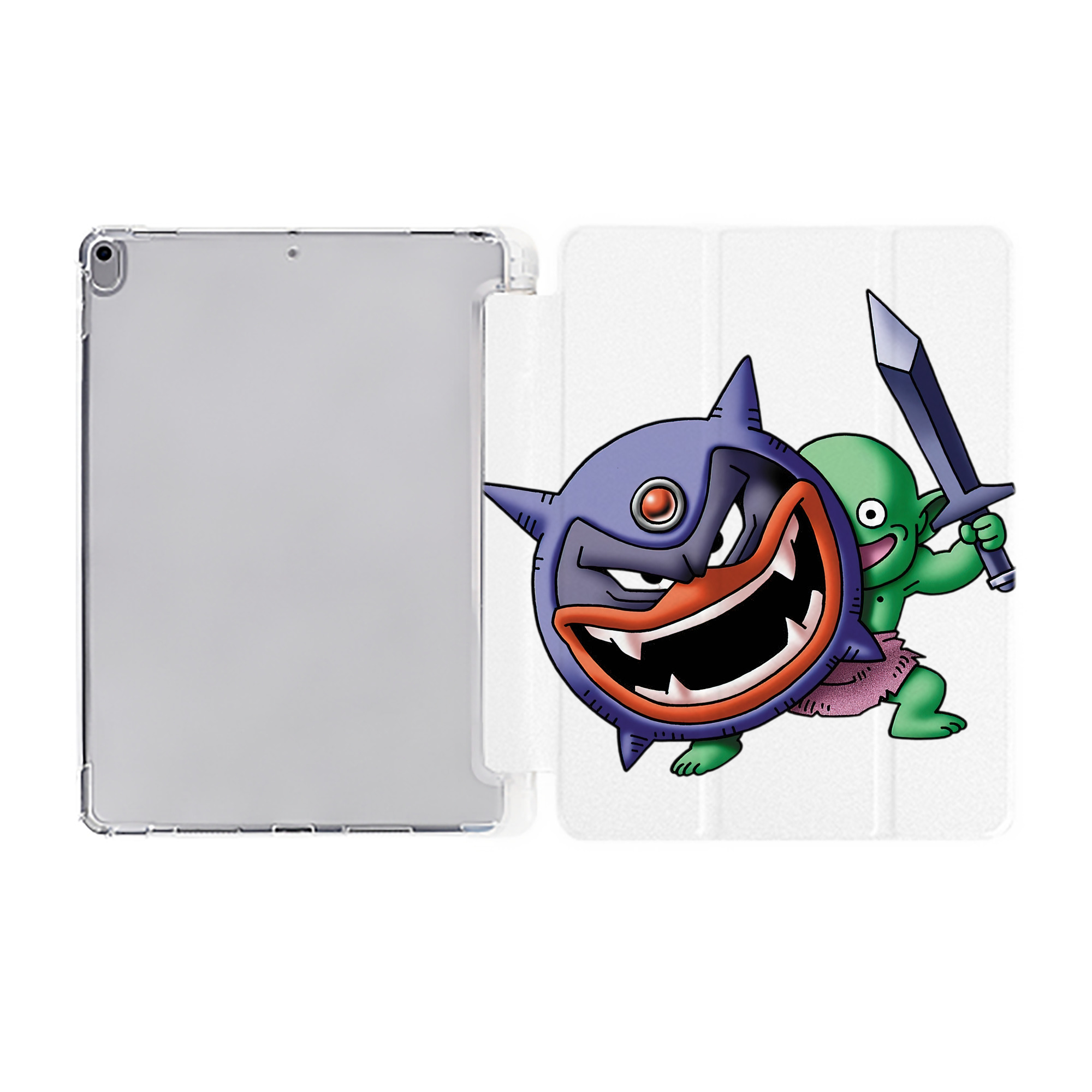 （画像用） ドラゴンクエスト Doragon Kuesuto Dragon Quest IPad ケース ペン収納付き 三つ折りスタンド PUレザー×シリコン 対応機種9.5/10.5/10.9インチ